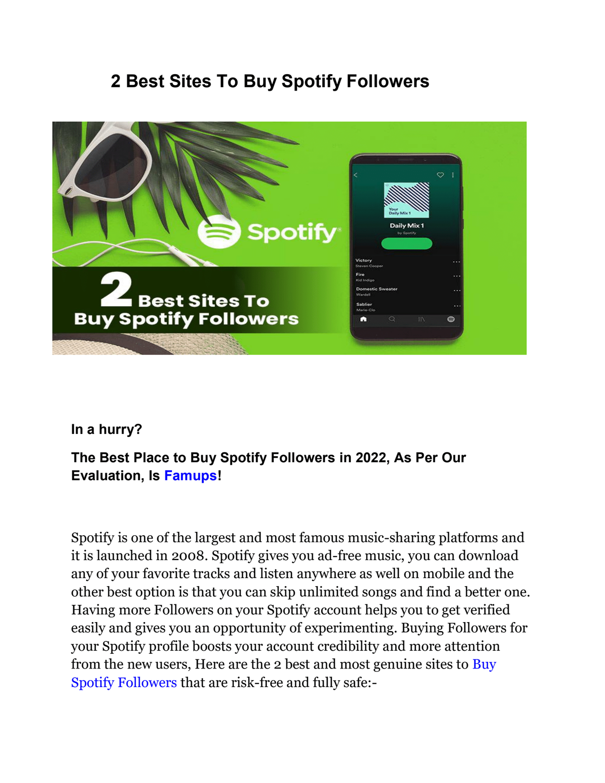  2 Best Sites To Buy Spotify Followers